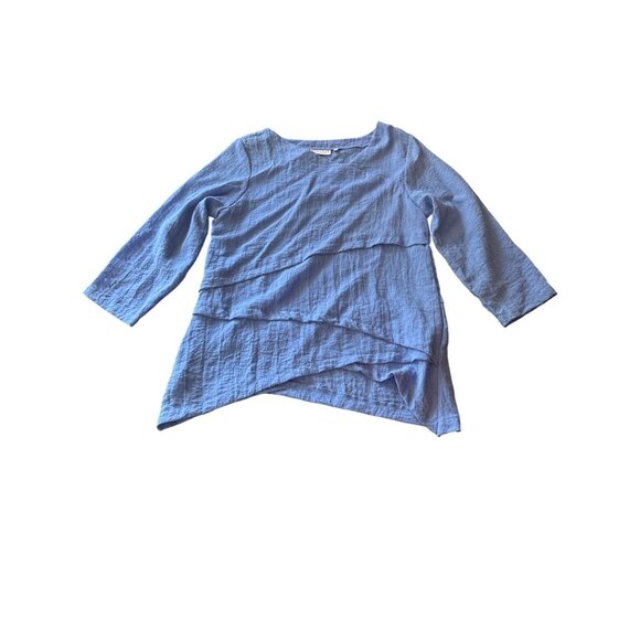 Habitat Womens Blue Asymmetrical Top M Lagenlook Minimalist  Summer - Picture 1 of 6